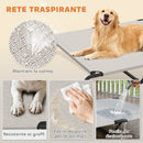 Lettino Brandina per Cani Grandi 152x94x23 cm Rialzato da Esterno in Acciaio e Rete Traspirante Beige      