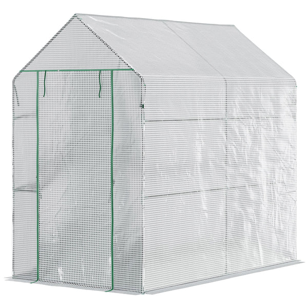 prezzo Serra a Casetta 186x120x190 cm con Porta a Cerniera Rivestimento in PE Bianco
