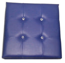 Cubo Pouf Contenitore in Similpelle e Cristalli Renier Blu