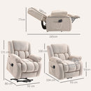 Poltrona Alzapersona Massaggiante e Reclinabile 93x104x105 cm con Telecomando in Tessuto Effetto Velluto Beige  