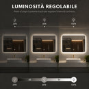 Specchio Rettangolare 70x50 cm con LED 3 Colori Dimmerabile Pulsante Touch      