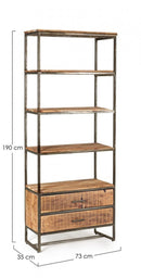 Libreria 4 Ripiani 2 Cassetti 73x35x190h cm Elmer 