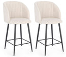 Set 2 Sgabelli 53x59x97 cm Queen in Bouclè Nero e Avorio