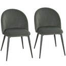 Set 2 Sedie da Pranzo 52x55x79 cm Imbottite con Schienale a Conchiglia in Velluto Grigio      