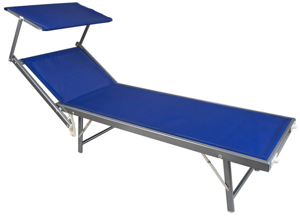 online Lettino Prendisole da Giardino 183x58x36 cm in Alluminio e Textilene Blu