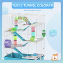 Gabbia per Criceti 6 Livelli 58x36x81 cm con Giochi Azzurra   