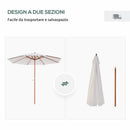 Ombrellone da Giardino Ø2,7 m Palo Ø38 mm in Legno di Pioppo e Bambù Beige