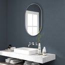 Specchio Bagno Ovale da Parete 60x90 cm con Cornice in Alluminio Verticale o Orizzontale Argento      