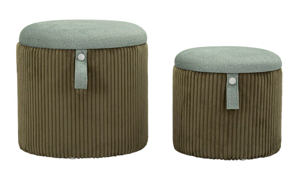 online Puff con Contenitore Bolzano Verde Set 2 Pz Ø38x38 cm - Ø32x28 cm in MDF e Spugna e Poliestere Verde