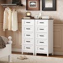 Cassettiera 45x35x106 cm con 5 Cassetti in MDF Bianco e Marrone      