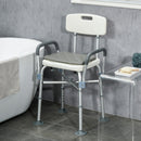 Sedia Doccia ad Altezza Regolabile con Braccioli e Cuscino Rimovibile  53,5x52x80-90 cm  Bianca