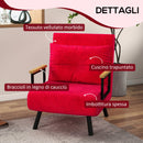 Poltrona Letto Singolo Reclinabile con Cuscino Sfoderabile in Tessuto Effetto Lino Rosso  