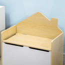 Panca Contenitore Portagiochi per Bambini 62,5x34x61,5 cm in Legno Bianco