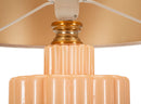 Lampada da Tavolo Perly Ø40,5x69,5 cm in Vetro e Ferro e Tessuto Perla e Oro      