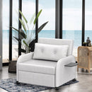 Poltrona Letto Singolo Trasformabile 105x94x86 cm in Tessuto Lino Sfoderabile Grigio Chiaro