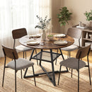 Tavolo da Pranzo 4 Posti Ø100x76 cm Stile Industriale con Ripiano in Metallo Marrone Rustico      