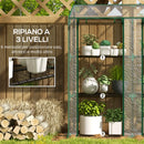 Serra da Giardino 143x46x151 cm con 6 Mensole e 2 Porte Avvolgibili Copertura in PE Trasparente      
