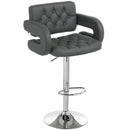 Sgabello da Bar Regolabile 61x50x93-113 cm Seduta Extra Large Girevole in Similpelle PU Grigio      