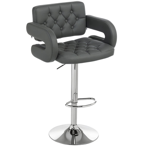 Sgabello da Bar Regolabile 61x50x93-113 cm Seduta Extra Large Girevole in Similpelle PU Grigio online