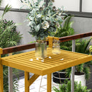 Tavolino da Ringhiera 68x65x55 cm per Balcone Pieghevole e Regolabile in Legno Colore Naturale      