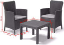 Set Tavolino e 2 Poltrone da Giardino Effetto Rattan Keter Salvador Balcony Cappuccino