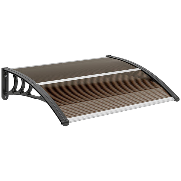 prezzo Pensilina da Esterni Impermeabile e Anti-UV 75x120x23 cm in PC PP e Alluminio Marrone e Nero