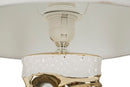 Lampada da Tavolo Florida Ø30x43,5 cm in Ceramica e Ferro e Tessuto Bianco e Oro      