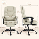 Sedia da Ufficio Reclinabile 65x67x111-119 cm con Poggiapiedi e Rotelle in Finta Pelle Beige      