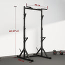 Stazione Multifunzione Squat Rack e Bilanciere 112x100x217 cm con Altezza Regolabile in Acciaio Nero      