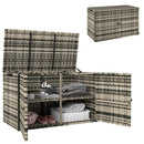 Baule da Giardino 118x57x69 cm Capacità 350L Apertura Frontale e Superiore in Rattan PE Grigio 