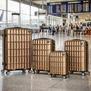 Set 4 Valigie Rigide e Resistenti Varie Misure Trolley Viaggio con Ruote Easy Roll Oro     