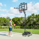 Canestro da Basket Altezza Regolabile 235-305cm in PE Infrangibile Nero      