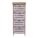Cassettiera 4 Cassetti in Legno 35x27x85cm Arianna Naturale e Bianca