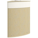Cesto Portabiancheria Angolare 35x35x60 cm con Sacco Estraibile da 55L e Coperchio Removibile in Bambù      