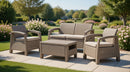 Set da Giardino Divano 2 Poltrone e Tavolino Keter Corfù Cappuccino
