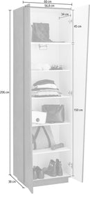 Armadio 2 Ante 60x38x199,7 cm Vega Bianco Lucido