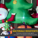 Babbo Natale con Albero e Pupazzo di Neve Gonfiabile 210x92x190 cm con Luci LED Bianche