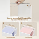 Mobile Porta Stampante 80x40x65,5 cm con Ruote e Cassetto A4 in Legno e Metallo Bianco      