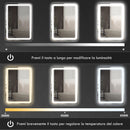 Specchio Bagno 60x80 cm LED Touch con Luce Dimmerabile a 3 Temperature e Antiappannamento       