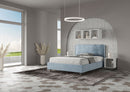Letto Matrimoniale Francese Imbottito in Microfibra Antea Large Azzurro Varie Misure