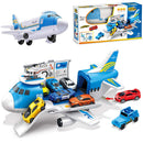 Aereo Garage Giocattolo Playset per Bambini Aeroplano Apribile con 2 Macchinine      