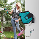 Avvolgitubo Automatico a Parete 44x22.5x41 cm con 7 Modalità di Irrigazione in Plastica Nero e Verde      