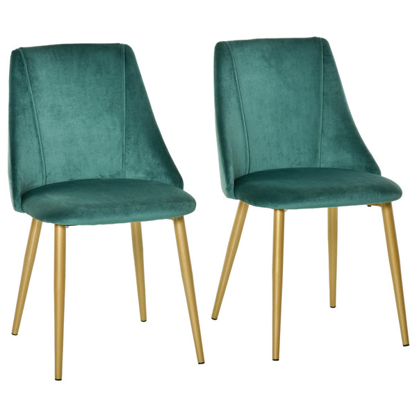 sconto Set 2 Sedie Imbottite 50x56,5x85 cm in Tessuto Verde