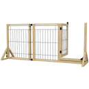 Cancelletto per Cani Estensibile 112-159x70 cm con Porta e 2 Pannelli in Legno Naturale      