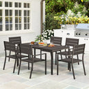 Set da Giardino con Tavolo da Pranzo Rettangolare e 6 Sedie Impilabili Marrone     
