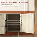 Mobile Multiuso Stile Boho con Armadietto e 3 Cassetti 80x36x75 cm in Legno e Rattan Rovere
