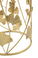 Tavolinetti Leavy Coppia Ø38x55 cm - Ø33x50 cm in Ferro e MDF e Specchio Oro      