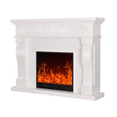 Camino Elettrico da Pavimento 116x150x33 cm Effetto Fiamma 1500W Torino Bianco