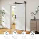 Porta Scorrevole in Stile Country con Binario 91,5x 213,4A cm in Legno e Acciaio Bianco e Nero   