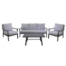 Set Salotto da Giardino Divano 2 Poltrone e Tavolino in Alluminio Shelton Antracite
